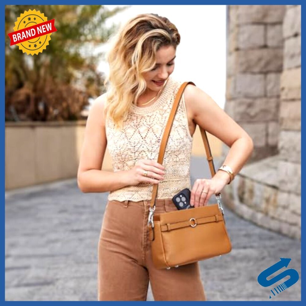 Leather Crossbody Bag Small Trendy Minimal Chic Adjustable Strap Multi - Picture 3 of 7